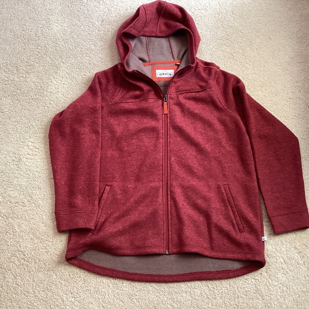 Orvis wool blend zip front jacket with zip pocket on front and sides size large